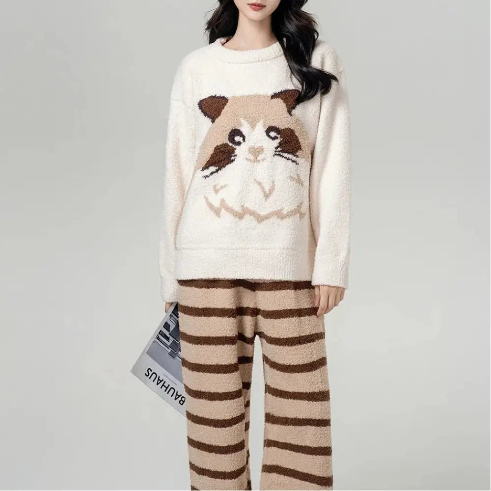 秋冬用 ラグドール猫 パジャマ 女性用 着る毛布 フリース ふわふわ 新作 保温 ルームウェア 部屋着 ふわもこ モコモコ ID3697 写真通り / フリー レディース＞セットアップ