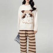 秋冬用 ラグドール猫 パジャマ 女性用 着る毛布 フリース ふわふわ 新作 保温 ルームウェア 部屋着 ふわもこ モコモコ ID3697 写真通り / フリー レディース＞セットアップ