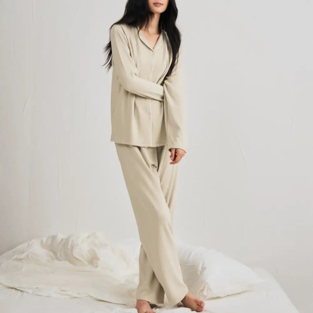 秋冬用 レディース 無地 ボタンカーディガン 長袖 高級 快適 パジャマ ID3797