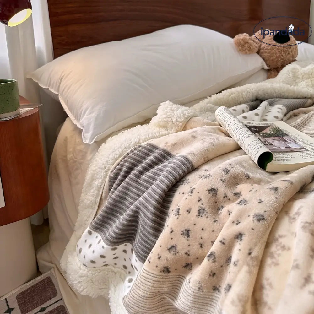 秋冬用 レトロ チェック柄 フラワー デザイン 厚手 毛布 ソファブランケット オフィス 昼寝用 保温ブランケット ID3454