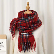 秋冬用 レトロ インフルエンサー スタイル 保温 ニット スヌード クリスマス 雰囲気 レッド チェック スカーフ レディース ID2878