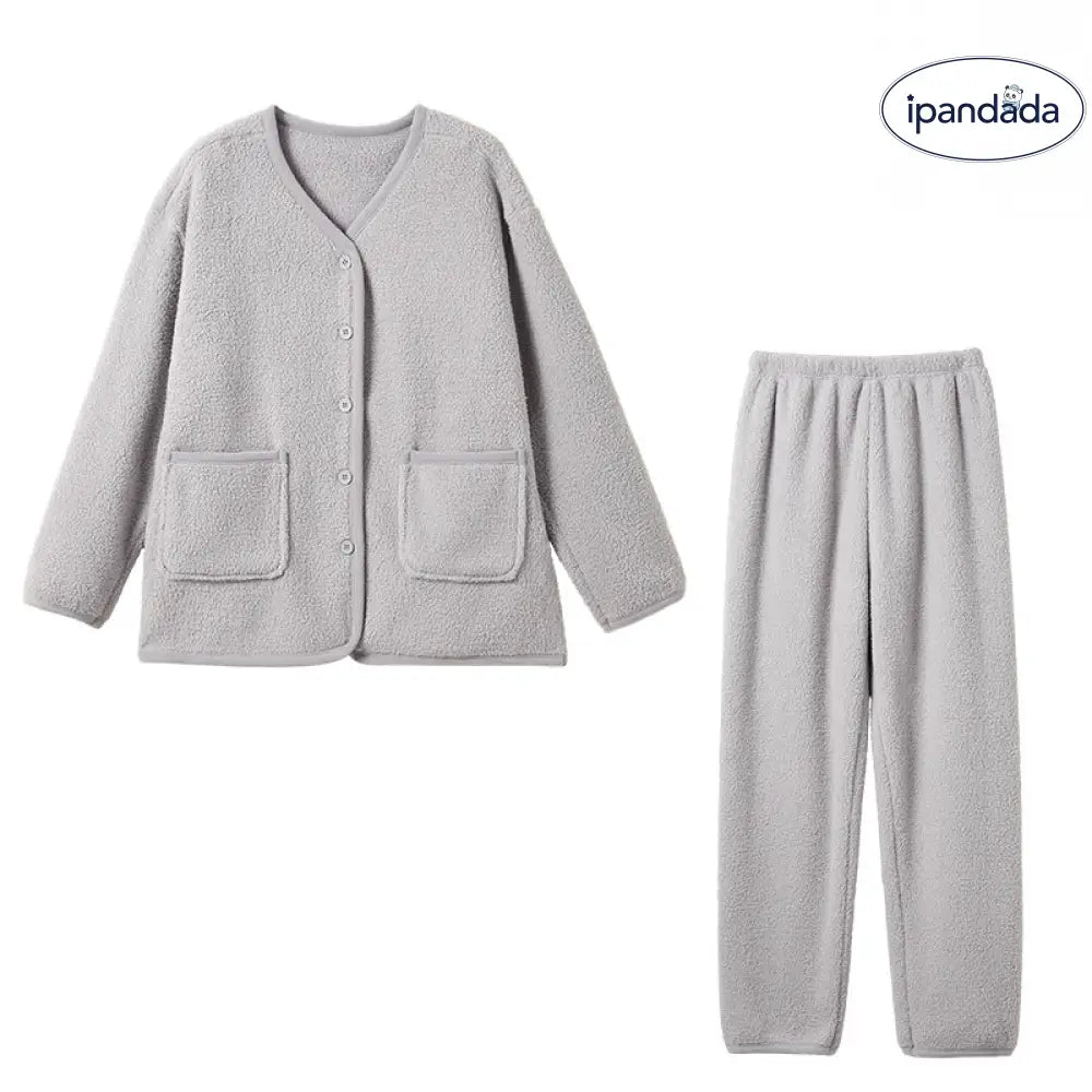 秋冬用 新作 ボタン付 レディース 無地 フリース カーディガン パジャマ ゆったり ダブルフェイス フリース 保温 セットアップ ID3799