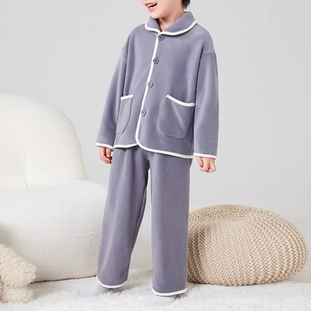秋冬 子供 フリース おしゃれ パジャマセット 中小男女 子供用 保温 カーディガン パジャマズボン 2点セット ID2600
