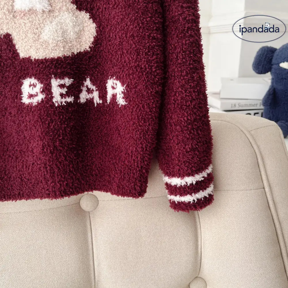 秋冬 子供 親子 クリスマス かわいい クマ ふわふわ 長袖 長ズボン パジャマ セット レード ID2988