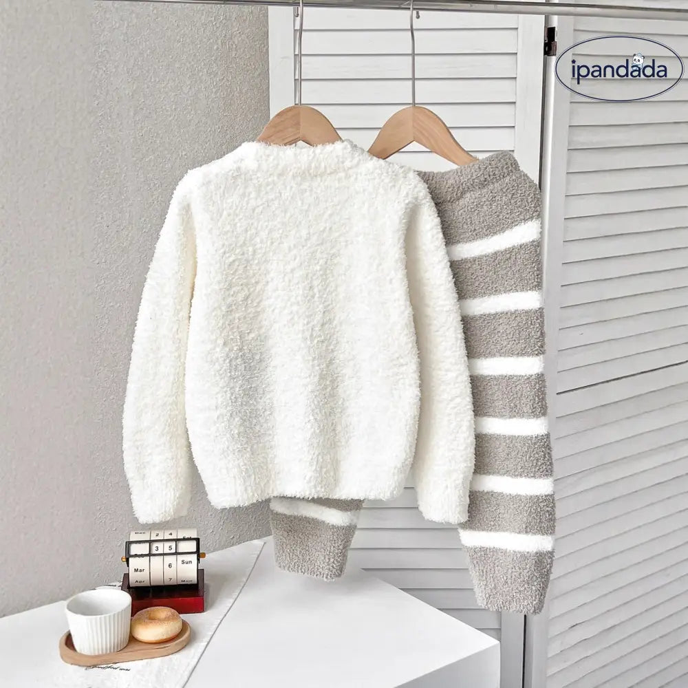 秋冬 子供用 カーディガン ふわふわ コアラ ビションフリーゼ 犬柄 ルームウェア パジャマ セット おしゃれ クリスマス ギフト ID3243 ベビー＆キッズ