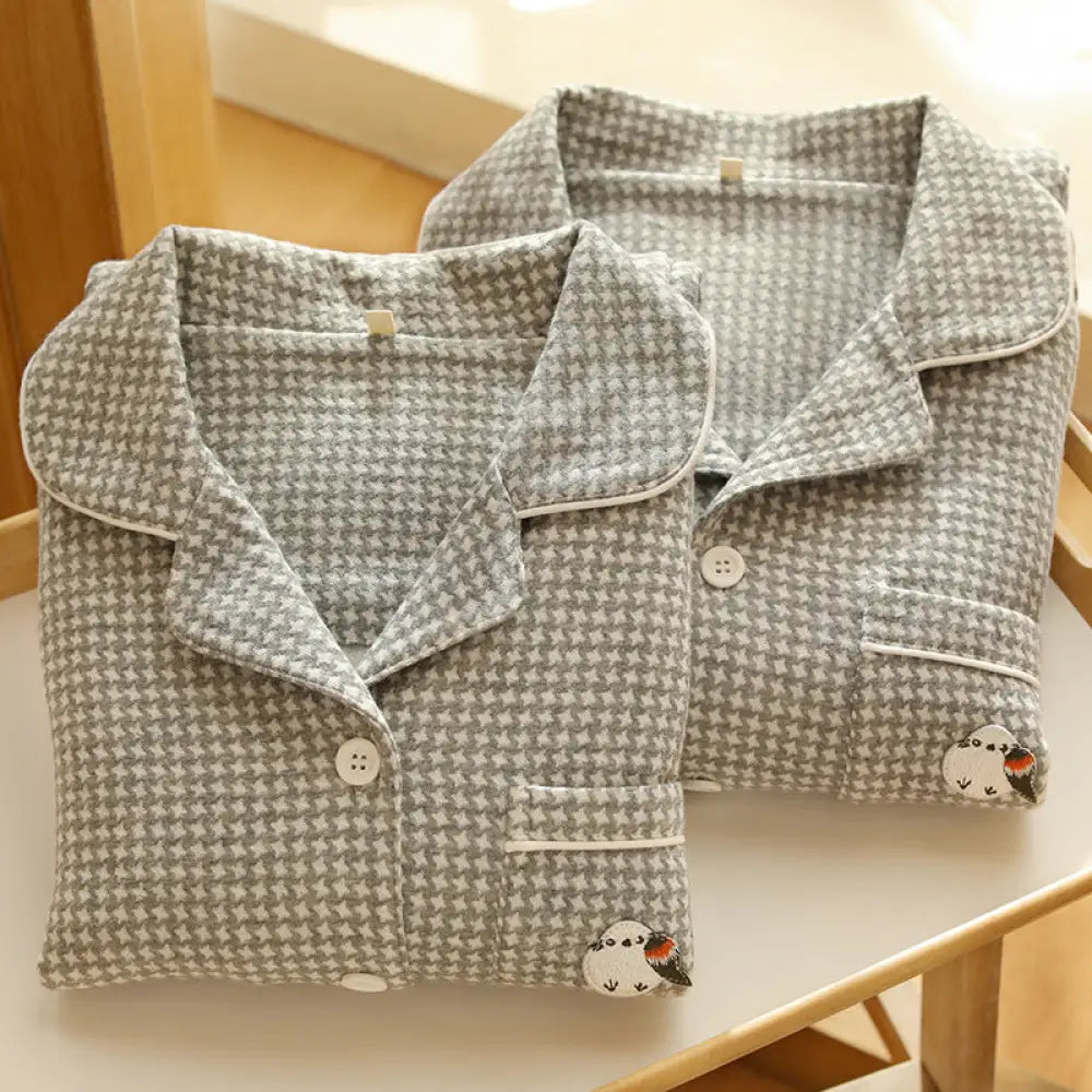 秋冬カップル エアリーコットン ペアパジャマ 男女用 コットン 保温 ルームウェア 高級感 セット カップル クリスマス ギフト ID3157 コーディネート＞ペアルック