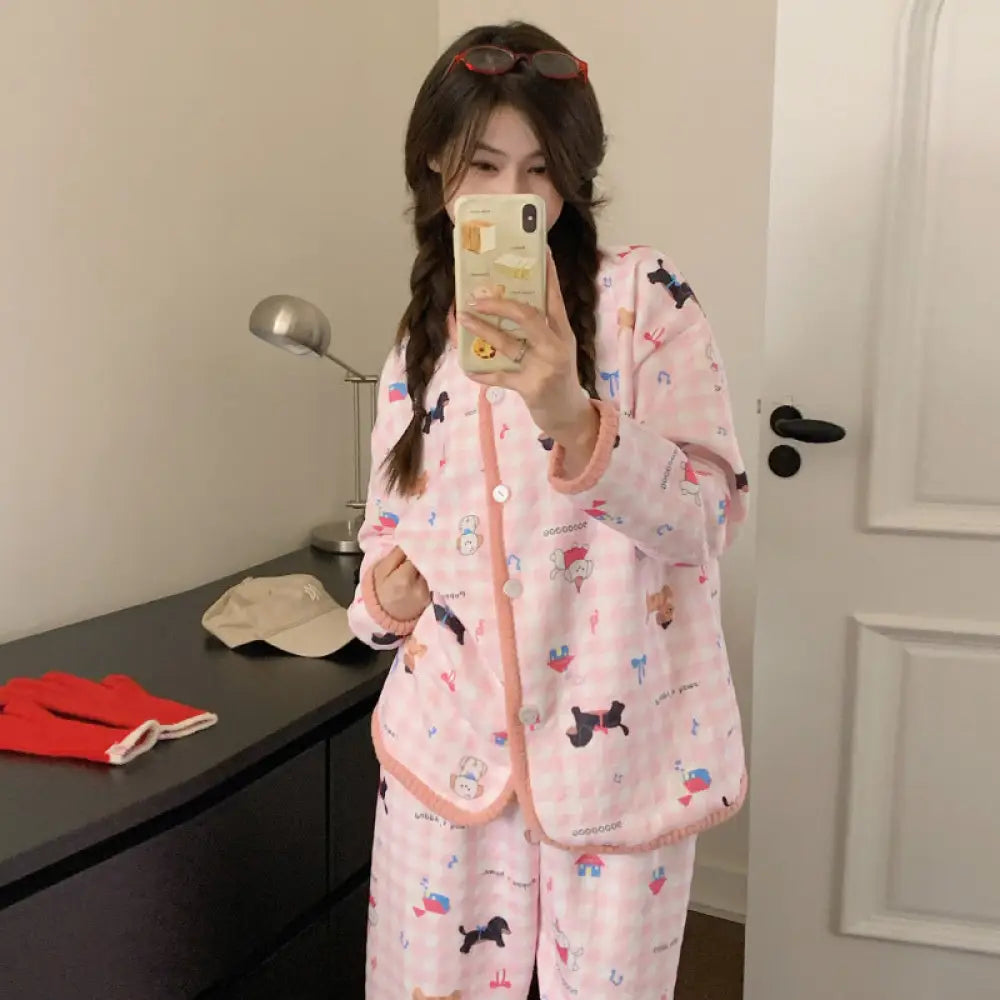 秋冬シーズン パジャマ キャラクター インサート セット かわいくて 保温 少女用 ルームウェア ID3113 タイプ③ / M