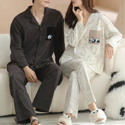 秋季 新作 綿100％ セーラーカラー カーディガン 長袖 パジャマ 男女 カップル ルームウェアセット パジャマセット 部屋着 ID2260