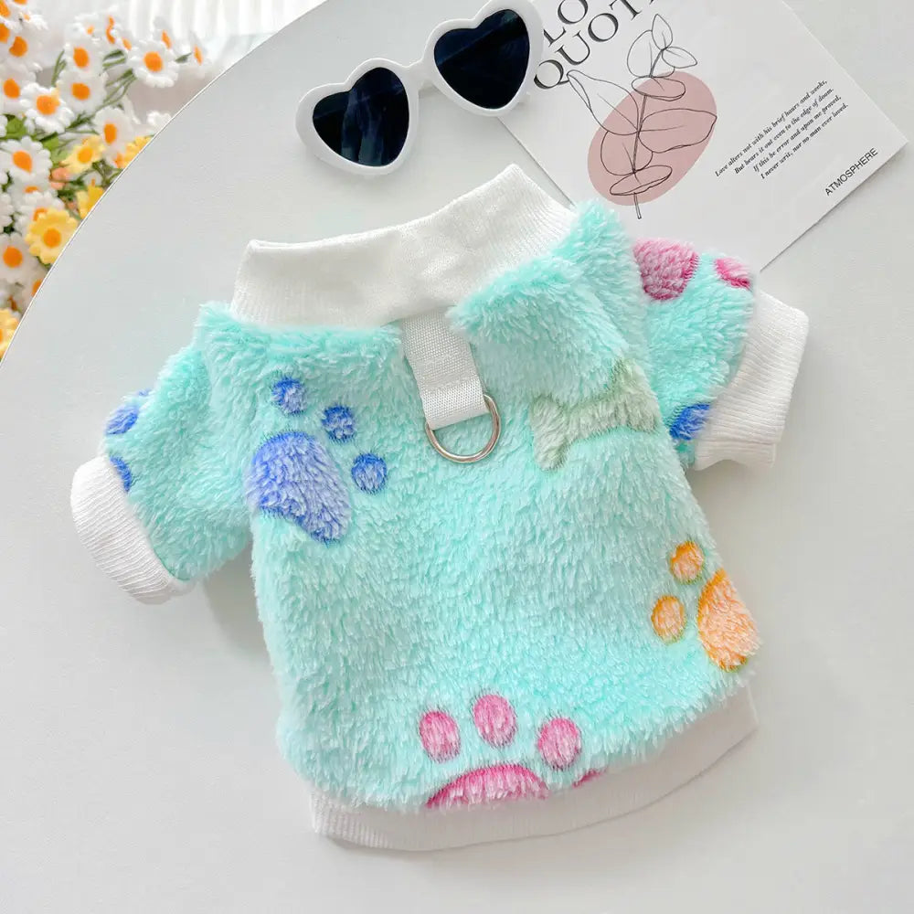 秋 新作 フランネル 保温 皮膚に優しい ペット服 犬猫用 テディベア ビションフリーゼ ポメラニアン 牽引可能 ベスト ID2450 ブルー / XS