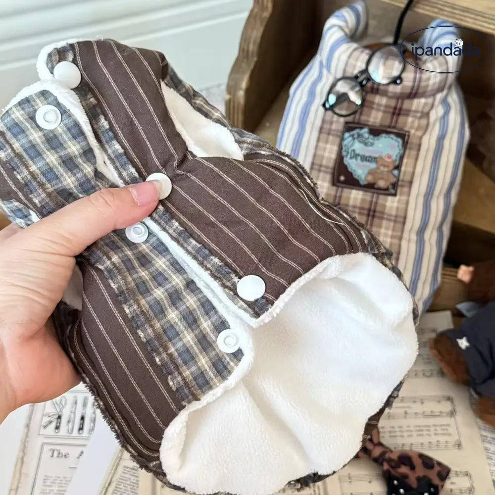 冬用 ウエスティ服 ビション 冬 アウター パッチワーク トイプードル ベスト ペット 防寒 保温 チェック柄 ID3595