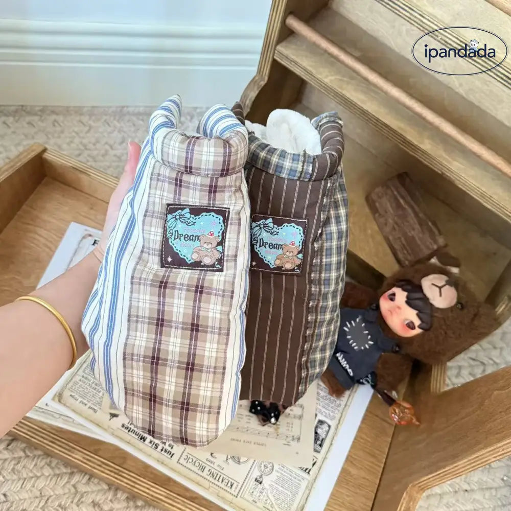 冬用 ウエスティ服 ビション 冬 アウター パッチワーク トイプードル ベスト ペット 防寒 保温 チェック柄 ID3595