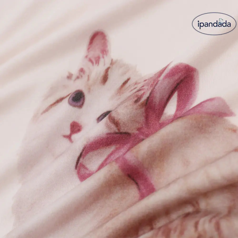 秋用 新作 ゆったりセット モダール 薄手 キャラクター 猫 クルーネック 長袖 ロングパンツ ルームウェア パジャマセット ID1938