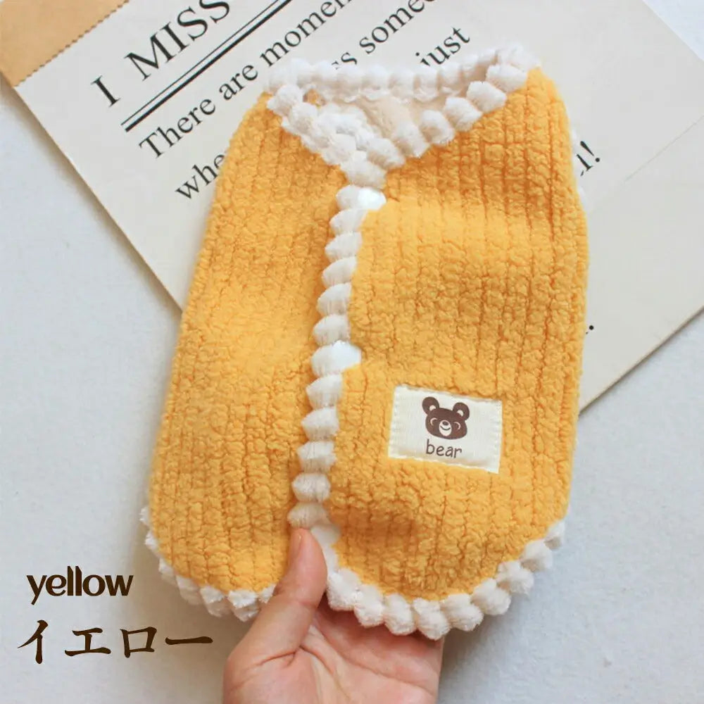 犬 ベスト 背中開き 犬服 秋 冬 ペット服 冬用 ペットベスト ドッグウェア ベスト 暖かい 裏ボア 防寒着 着脱簡単 ボタン式 スナップボタン ノースリーブ かわいい タンクトップ クマ 犬の服 ぬいぐるみもOK ID2334