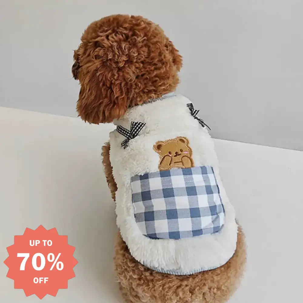 犬 ベスト 熊柄 チェック柄 お散歩 もこもこ 秋冬 ドッグウェア 抜け毛防止 犬服 猫服 犬用 ペット用品 ペット用品＞ウェア