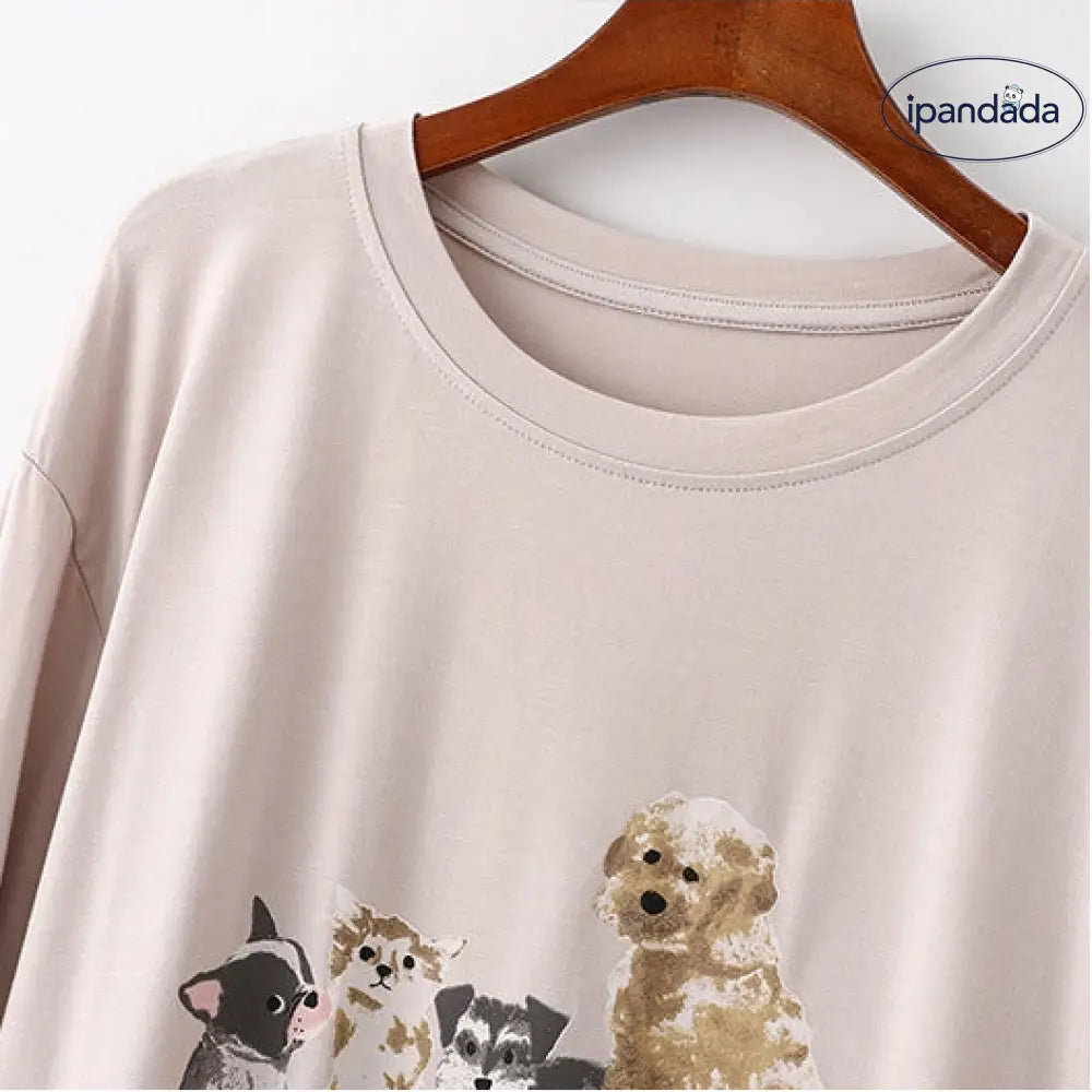 犬柄 レディース モダール パジャマセット 長袖 ロングパンツ ゆったり ルームウェア  肌触り最高 吸湿発熱 ID1910