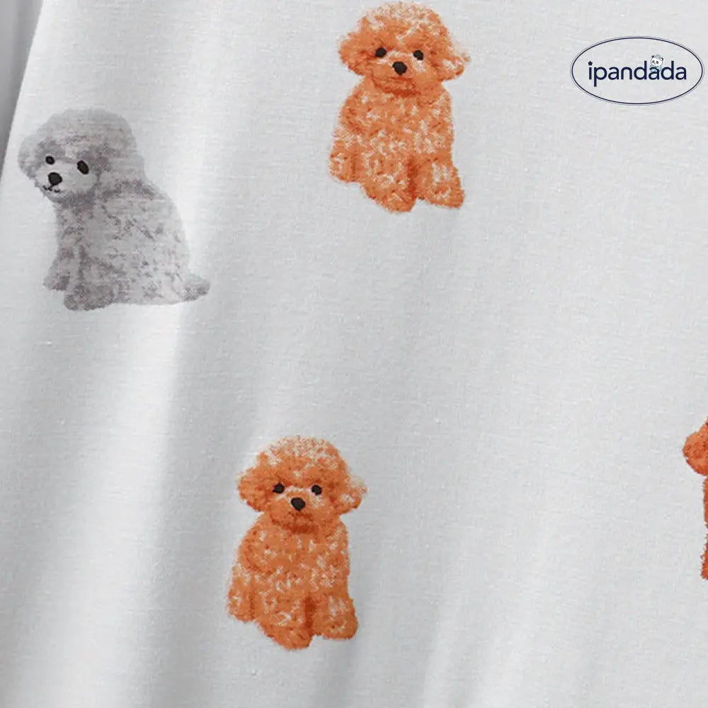 ID518 犬柄 睡眠の質向上 パジャマ レディース 3色展開 夏 母の日 ギフト 発汗による湿気を吸収 睡眠 快適 レディース＞セットアップ