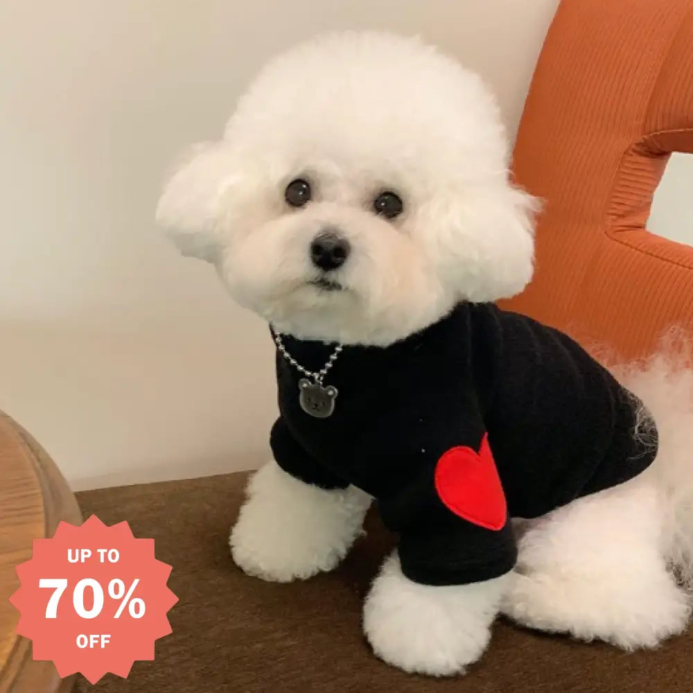 犬服 春秋 かわいい エルボーハートパッチトレーナー ペット 犬 小型犬 テディ ビション ヨークシャー 厚手 暖かい ペット服 チワワ服 トイプードル服 ヨークシャテリア服 ブラック / XS（対応体重0.65-1.2KG）