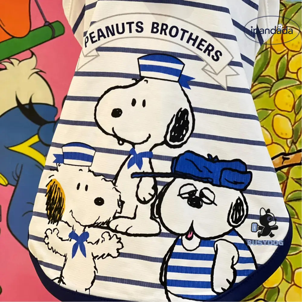 犬服 春夏 ストライプ柄 スヌーピー ワンピース タンクトップ ウェア 子犬 猫服 かわいい 柔らかい 人気 ドッグウェア ペット服 可愛い おしゃれ 抜け毛防止 お散歩服 犬洋服 女の子 男の子 ID4216 ペット用品＞ウェア