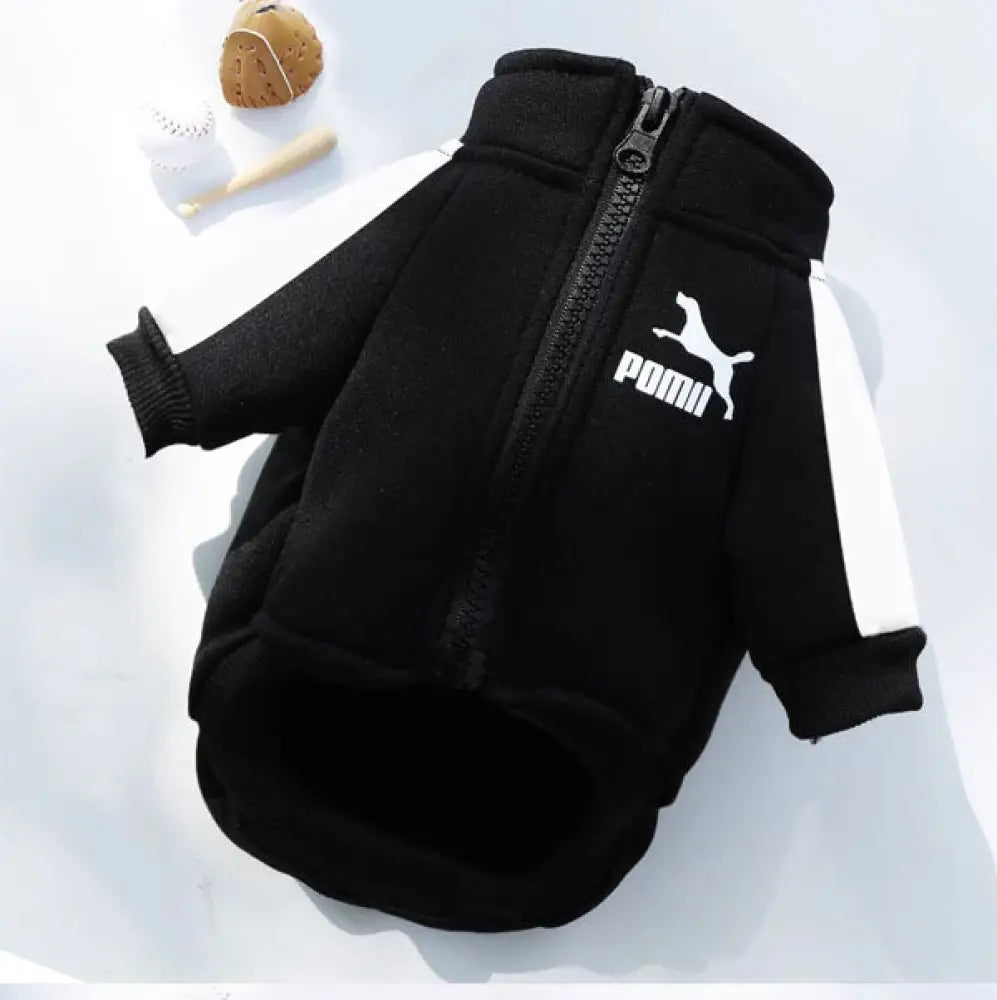 犬服 ドッグウェア 冬服 トレーナーあったか 裏起毛 ジャージ風ペット服 小型犬 中型犬アウター ブラック / S ペット用品＞ウェア