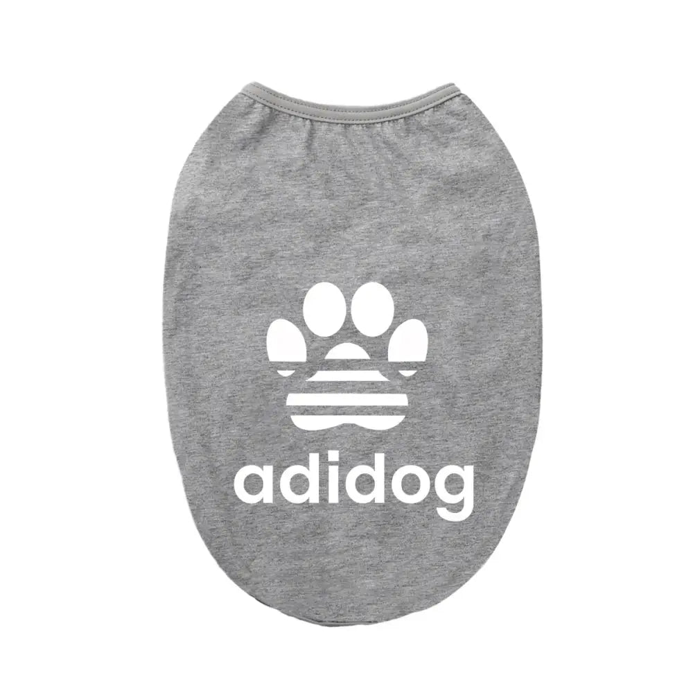 ID676 犬服 ドッグウェア タンクトップ adidog アディドッグロゴタンクトップ ノースリーブ 抜け毛防止 ペット服 春服 夏服 贈答品 ギフト プレゼント 誕生日 グレー① / XS ペット用品＞ウェア