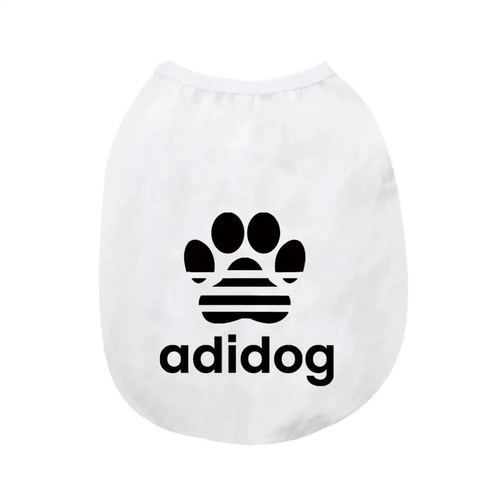 ID676 犬服 ドッグウェア タンクトップ adidog アディドッグロゴタンクトップ ノースリーブ 抜け毛防止 ペット服 春服 夏服 贈答品 ギフト プレゼント 誕生日 ホワイト / XS ペット用品＞ウェア