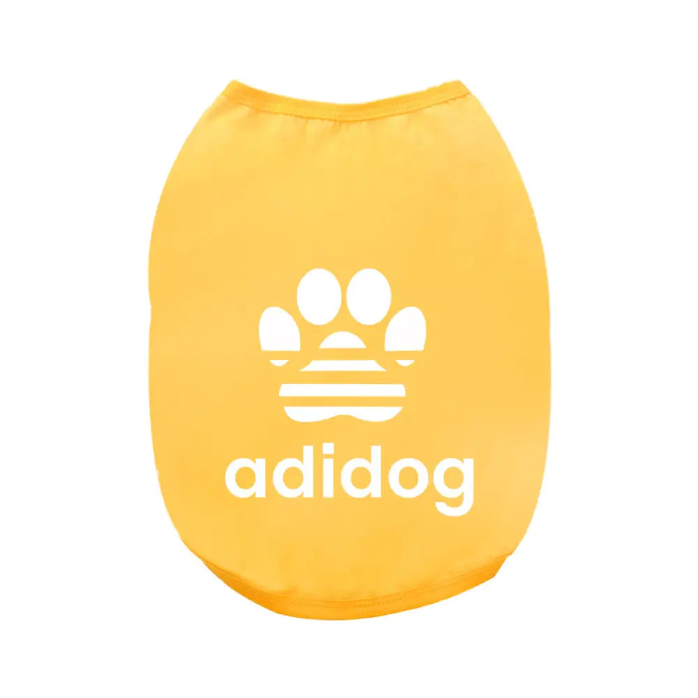 ID676 犬服 ドッグウェア タンクトップ adidog アディドッグロゴタンクトップ ノースリーブ 抜け毛防止 ペット服 春服 夏服 贈答品 ギフト プレゼント 誕生日 イエロー / XS ペット用品＞ウェア
