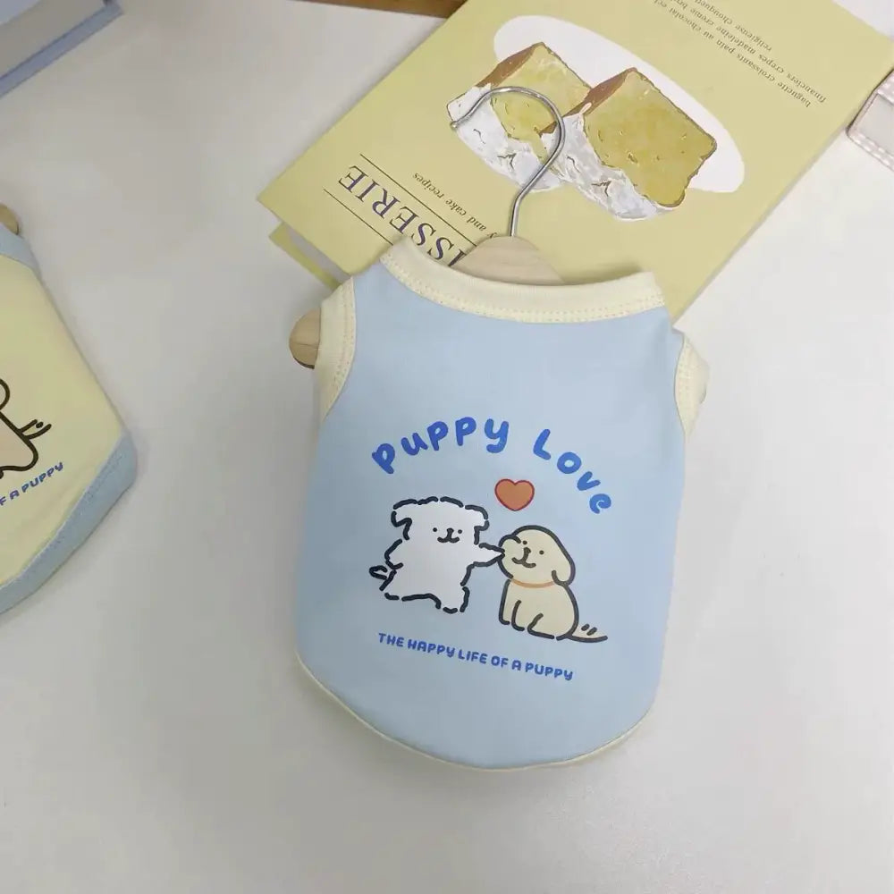 ID675 犬服 ドッグウェア タンクトップ 春夏 抜け毛防止 小型犬用 Tシャツ 春用 夏用 可愛い おしゃれ お散歩 快適 イヌ用 わんちゃん ブルー / S ペット用品＞ウェア