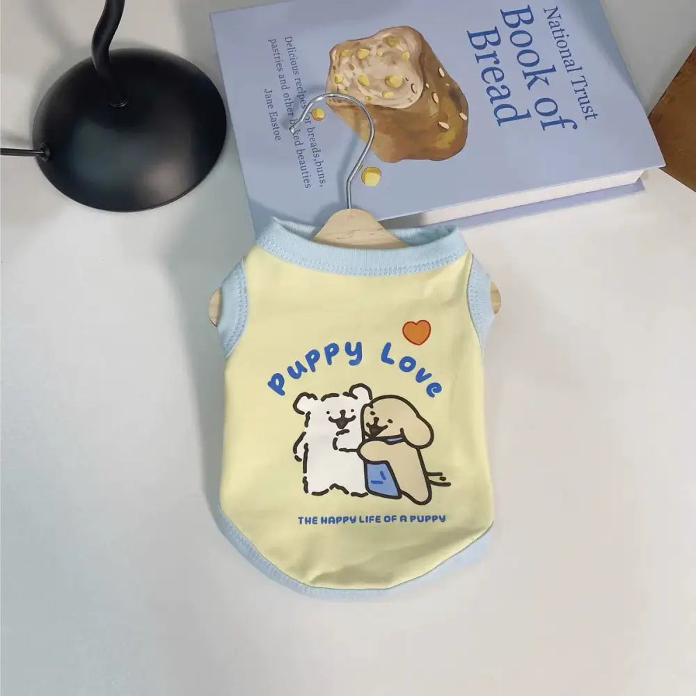 ID675 犬服 ドッグウェア タンクトップ 春夏 抜け毛防止 小型犬用 Tシャツ 春用 夏用 可愛い おしゃれ お散歩 快適 イヌ用 わんちゃん イエロー / S ペット用品＞ウェア