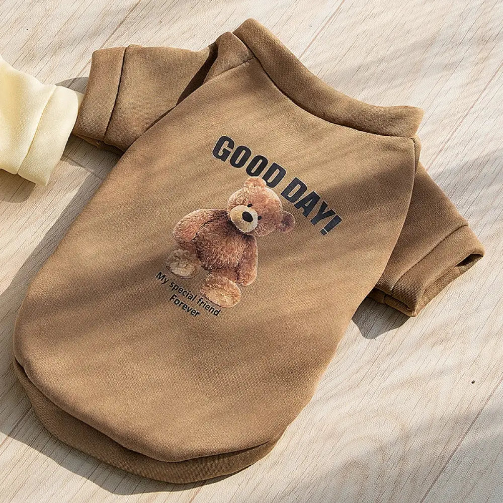 犬服 ドッグウェア 熊柄 アルファベット かわいい トレーナー 小型犬 ペットウェア お散歩 抜け毛防止 ペット服 犬服 猫服 ブラウン / S ペット用品＞ウェア