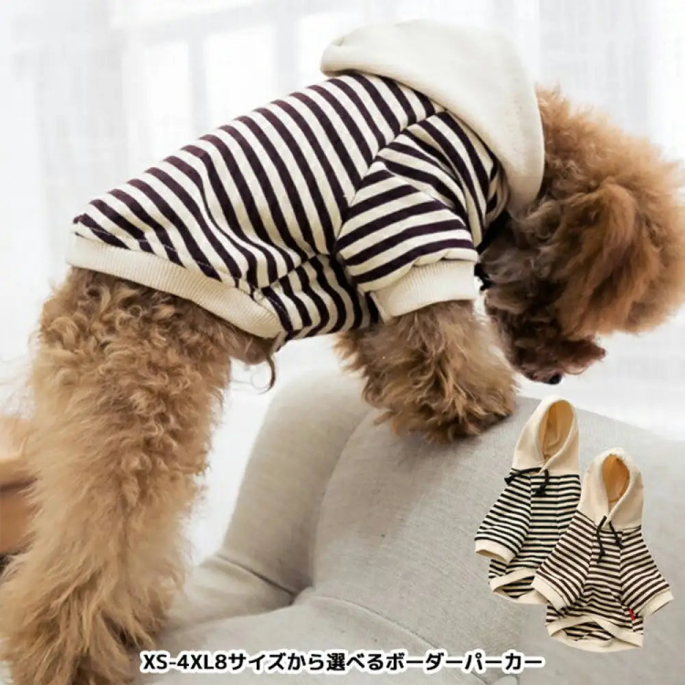 犬服 ドッグウェアの服 パーカー XS-4XLから選べるボーダーパーカー フードパーカー インスタ映え 抜け毛防止 ペット用品＞ウェア