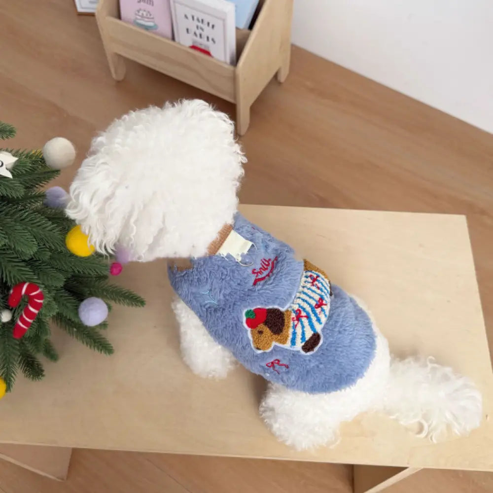 犬服 冬 防寒 暖かい トイプードル マルチーズ チワワ 秋 小型犬 グッズ ペット 洋服 もこもこ 裏起毛 ブルー / XS（対応体重0.65-1.2KG） ペット用品＞ウェア