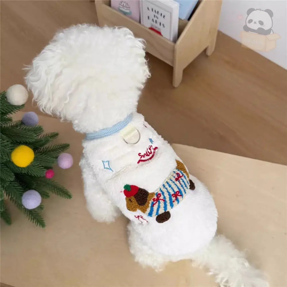 犬服 冬 防寒 暖かい トイプードル マルチーズ チワワ 秋 小型犬 グッズ ペット 洋服 もこもこ 裏起毛 ホワイト / XS（対応体重0.65-1.2KG） ペット用品＞ウェア