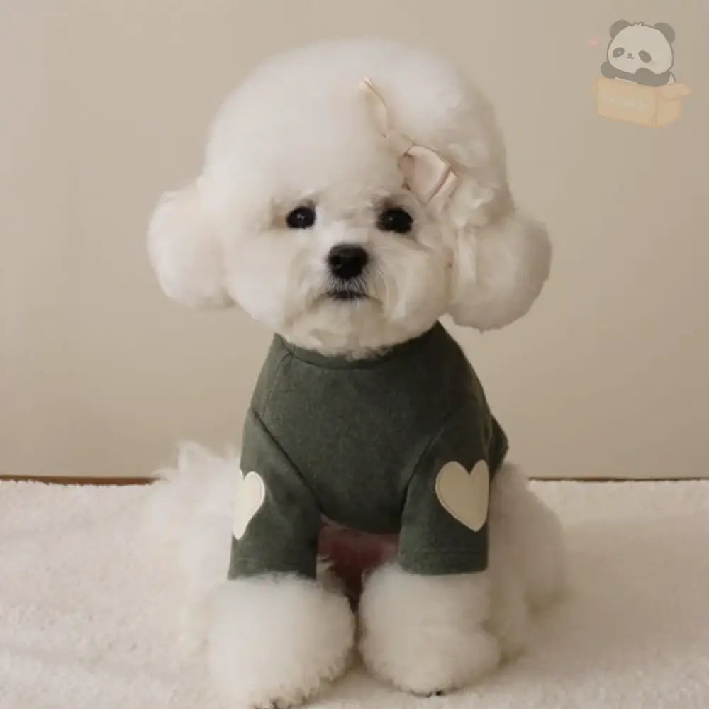 犬服 ハート 可愛い 腕にハート Tシャツ ナチュラルカラー ドッグウェア 可愛い ペット 服 トイプードル チワワ 韓国風 可愛い オールシーズン グリーン / XS ペット用品＞ウェア
