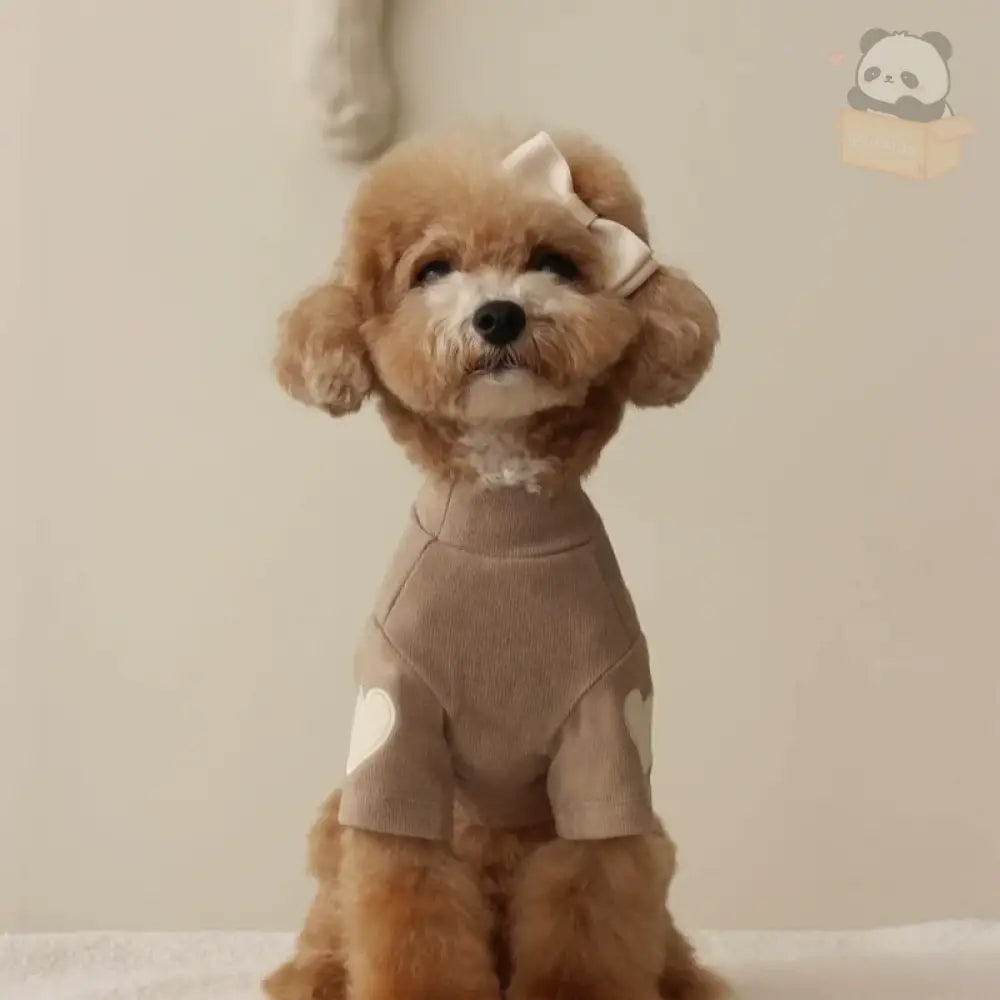 犬服 ハート 可愛い 腕にハート Tシャツ ナチュラルカラー ドッグウェア 可愛い ペット 服 トイプードル チワワ 韓国風 可愛い オールシーズン コーヒー / XS ペット用品＞ウェア