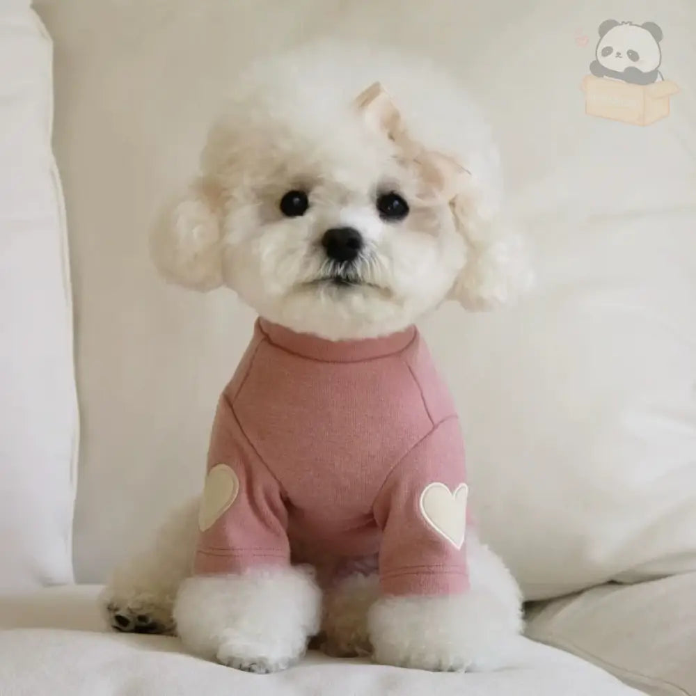 犬服 ハート 可愛い 腕にハート Tシャツ ナチュラルカラー ドッグウェア 可愛い ペット 服 トイプードル チワワ 韓国風 可愛い オールシーズン ピンク / XS ペット用品＞ウェア