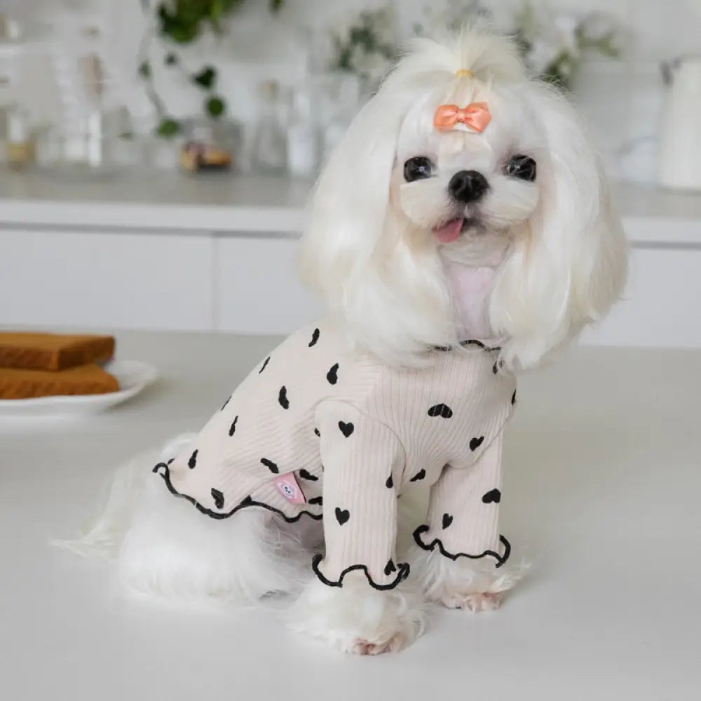 犬服 かわいい おしゃれ 長袖 犬の服 ドレス 春夏 秋冬 小型犬 中型犬 トイプードル ダックス チワワ ドッグウェア 猫 ペット用品 ペット服 ペットウェア ID2779 ベージュ / 2XS