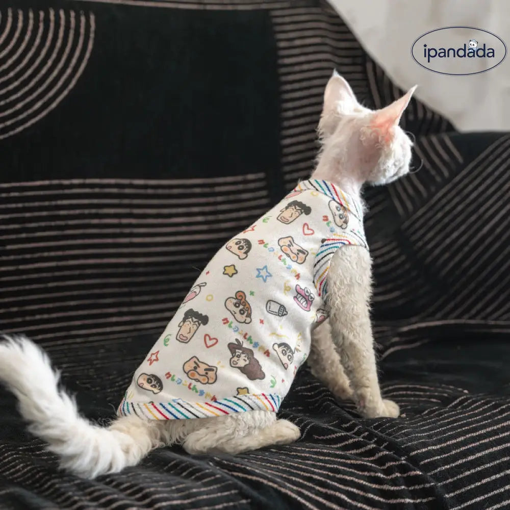猫服 春夏 透気 猫 スフィンクス 猫用 カートゥーンプリント タンクトップ 夏 ID4337