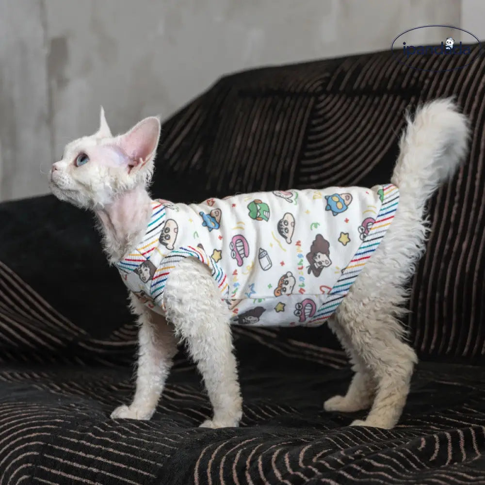 猫服 春夏 透気 猫 スフィンクス 猫用 カートゥーンプリント タンクトップ 夏 ID4337
