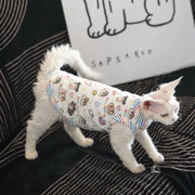 猫服 春夏 透気 猫 スフィンクス 猫用 カートゥーンプリント タンクトップ 夏 ID4337 写真通り / XS