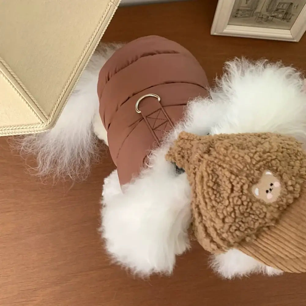 犬 服 暖かい ベスト ハーネス ウェアハーネス 裏ボア 中綿 キルティング 無地 あったか 防寒 犬服 ドッグウェア 秋 冬 洋服 ペット服 可愛い おしゃれ アウター 抜け毛防止 お散歩服 ブラウン / XS ペット用品＞ウェア