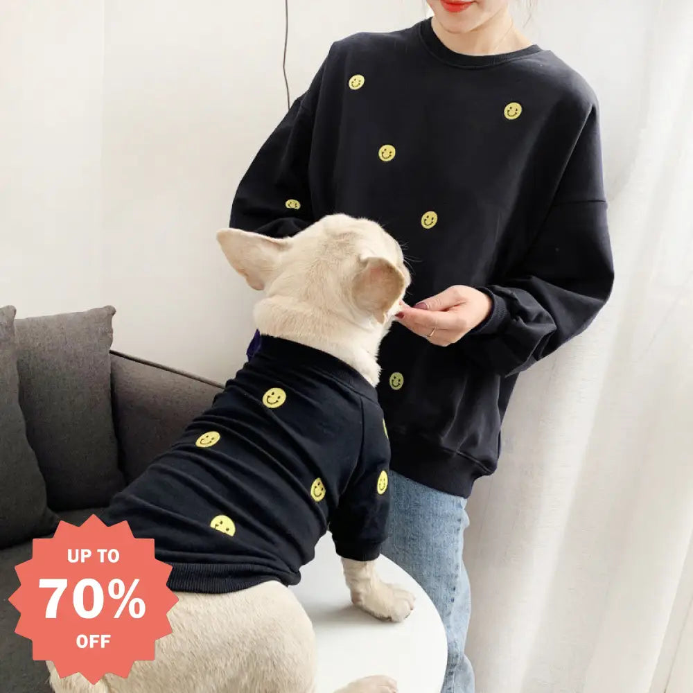 ID486 犬服 ペット親子 ペット親子お揃い ペット用品 春秋服 パーカー 長袖 犬服親子 ドッグウェア お出かけに ワンチャン服 パーカー ペットとお揃い ペットペアルック お出かけ お散歩 ブラック / S ペット用品＞親子服