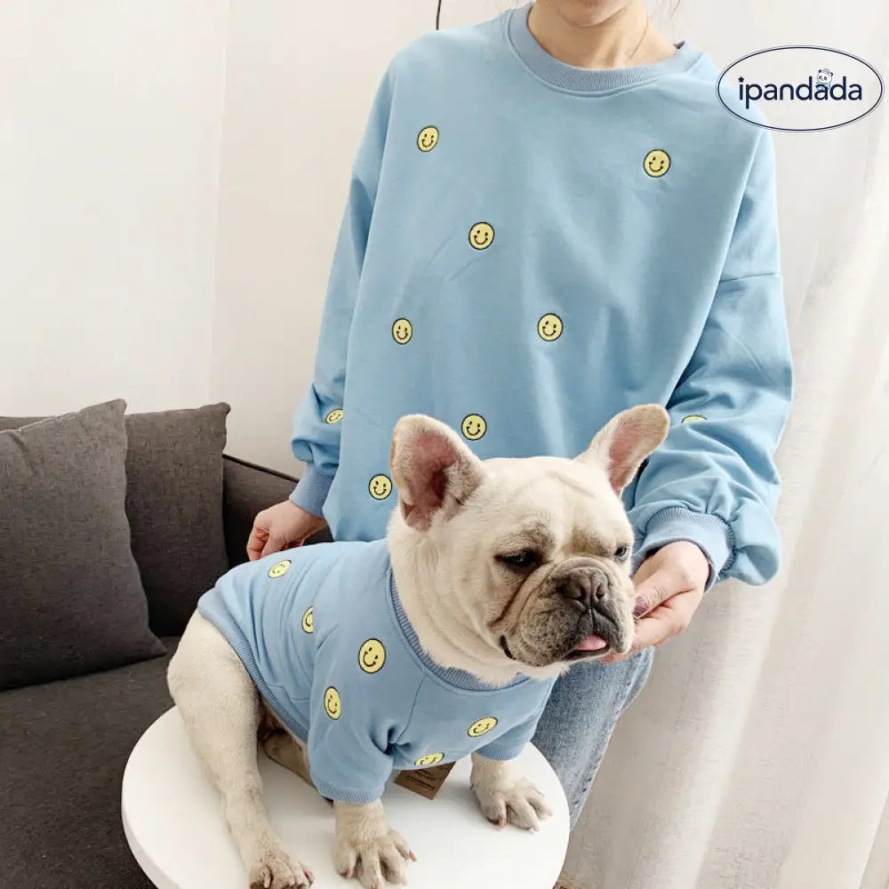 ID486 犬服 ペット親子 ペット親子お揃い ペット用品 春秋服 パーカー 長袖 犬服親子 ドッグウェア お出かけに ワンチャン服 パーカー ペットとお揃い ペットペアルック お出かけ お散歩 ブルー / S ペット用品＞親子服