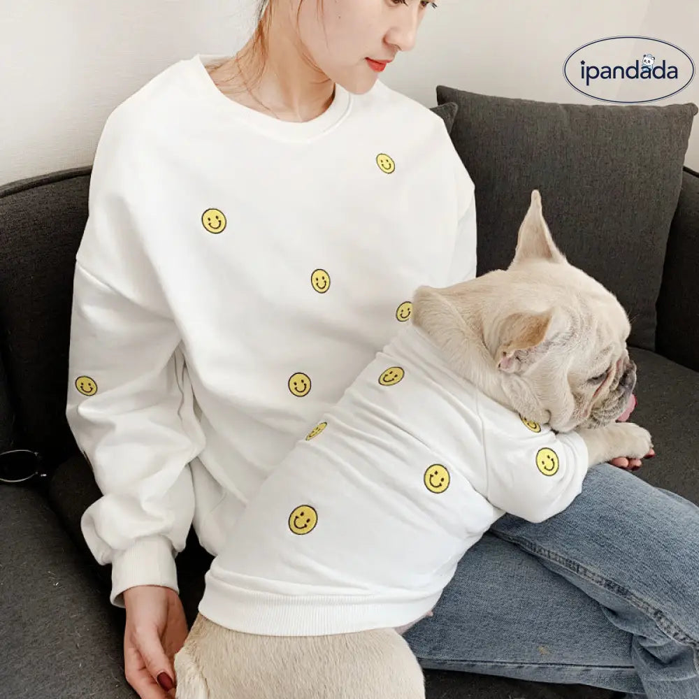 ID486 犬服 ペット親子 ペット親子お揃い ペット用品 春秋服 パーカー 長袖 犬服親子 ドッグウェア お出かけに ワンチャン服 パーカー ペットとお揃い ペットペアルック お出かけ お散歩 ホワイト / S ペット用品＞親子服