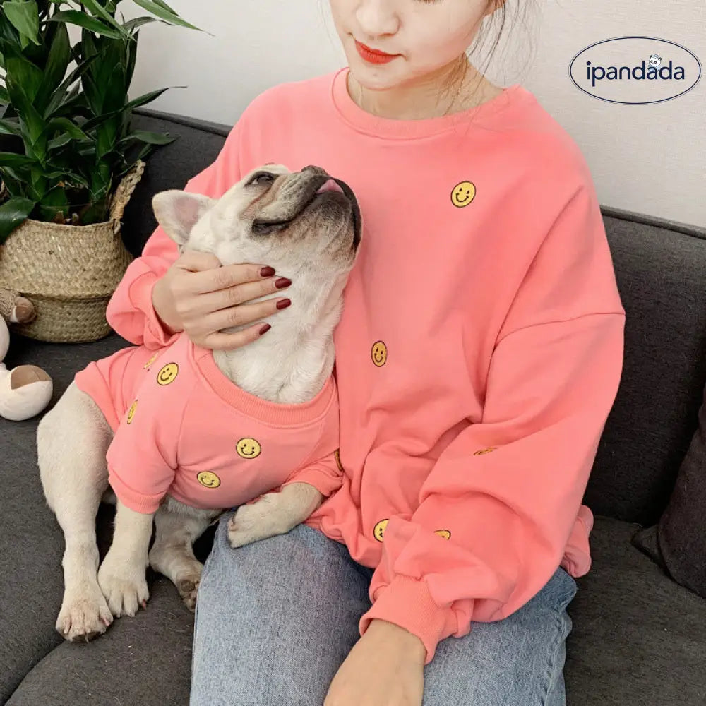ID486 犬服 ペット親子 ペット親子お揃い ペット用品 春秋服 パーカー 長袖 犬服親子 ドッグウェア お出かけに ワンチャン服 パーカー ペットとお揃い ペットペアルック お出かけ お散歩 ピンク / S ペット用品＞親子服