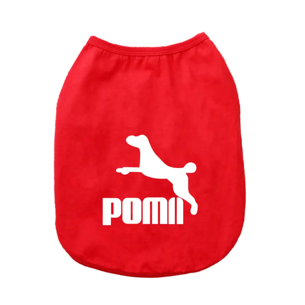 ID678 犬服 POMII ドッグウェア タンクトップ 春夏 かわいい 袖なし 男の子 女の子 大型犬 お散歩 お出かけウェアに 小型犬 中型犬 お祝い 記念パーティー 伸縮性あり 可愛い オシャレ インスタ映え レッド / XS