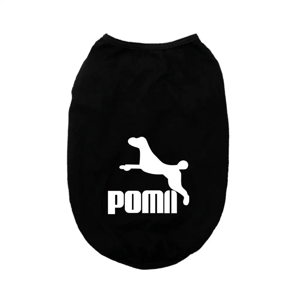 ID678 犬服 POMII ドッグウェア タンクトップ 春夏 かわいい 袖なし 男の子 女の子 大型犬 お散歩 お出かけウェアに 小型犬 中型犬 お祝い 記念パーティー 伸縮性あり 可愛い オシャレ インスタ映え ブラック / XS