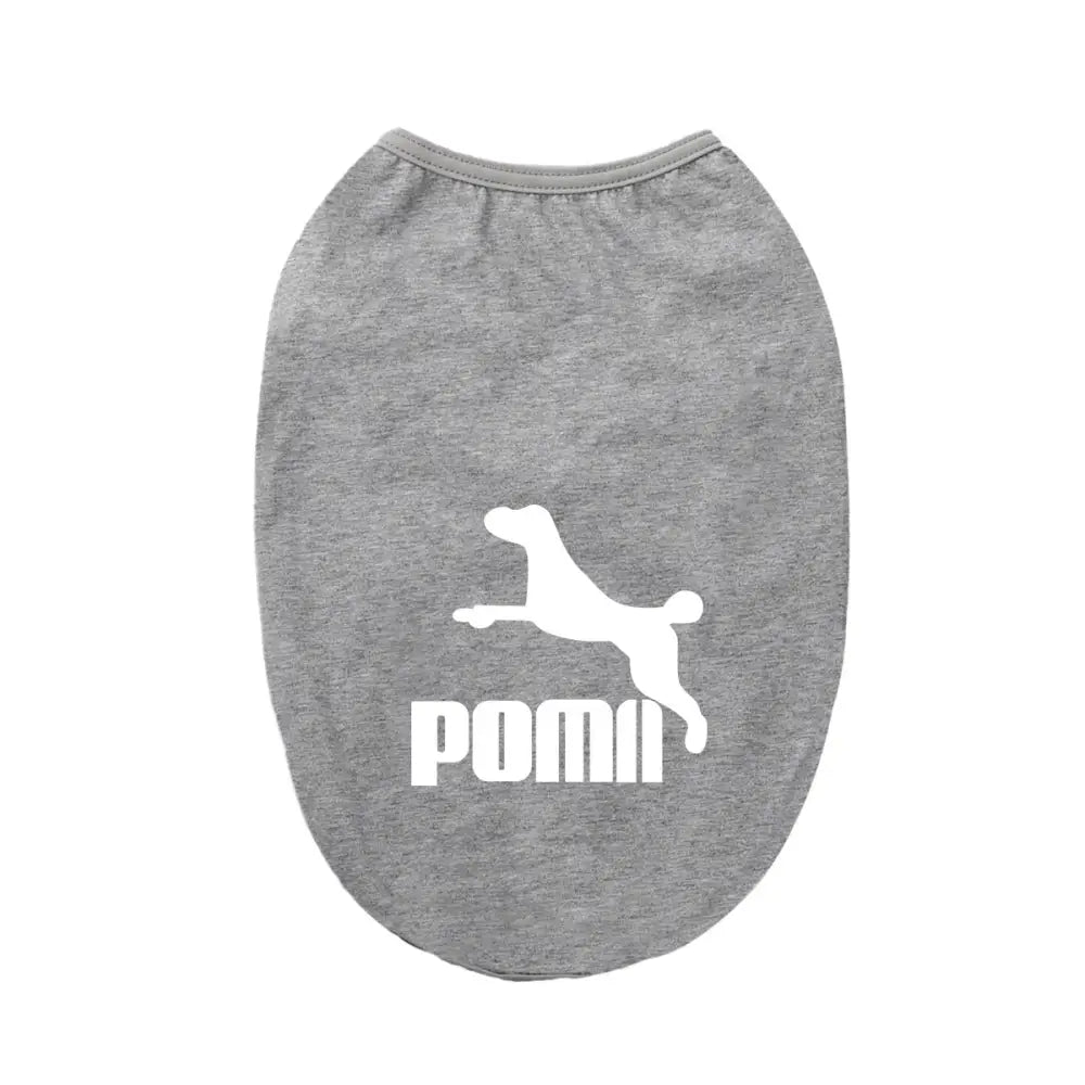 ID678 犬服 POMII ドッグウェア タンクトップ 春夏 かわいい 袖なし 男の子 女の子 大型犬 お散歩 お出かけウェアに 小型犬 中型犬 お祝い 記念パーティー 伸縮性あり 可愛い オシャレ インスタ映え グレー / XS