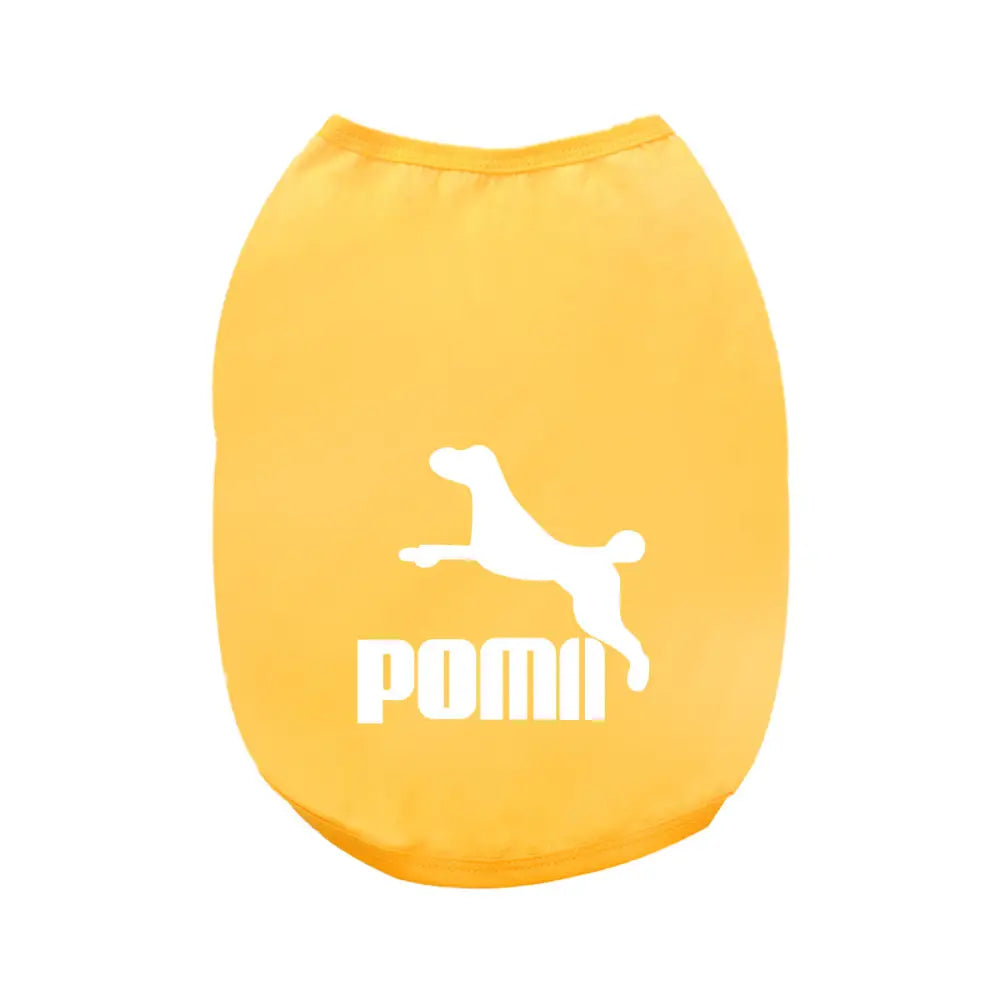 ID678 犬服 POMII ドッグウェア タンクトップ 春夏 かわいい 袖なし 男の子 女の子 大型犬 お散歩 お出かけウェアに 小型犬 中型犬 お祝い 記念パーティー 伸縮性あり 可愛い オシャレ インスタ映え イエロー / XS