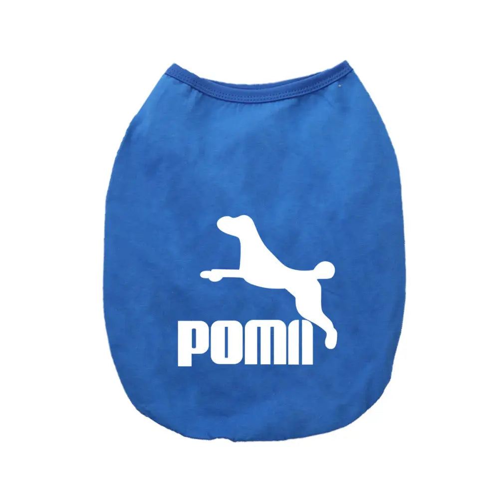 ID678 犬服 POMII ドッグウェア タンクトップ 春夏 かわいい 袖なし 男の子 女の子 大型犬 お散歩 お出かけウェアに 小型犬 中型犬 お祝い 記念パーティー 伸縮性あり 可愛い オシャレ インスタ映え ブルー / XS