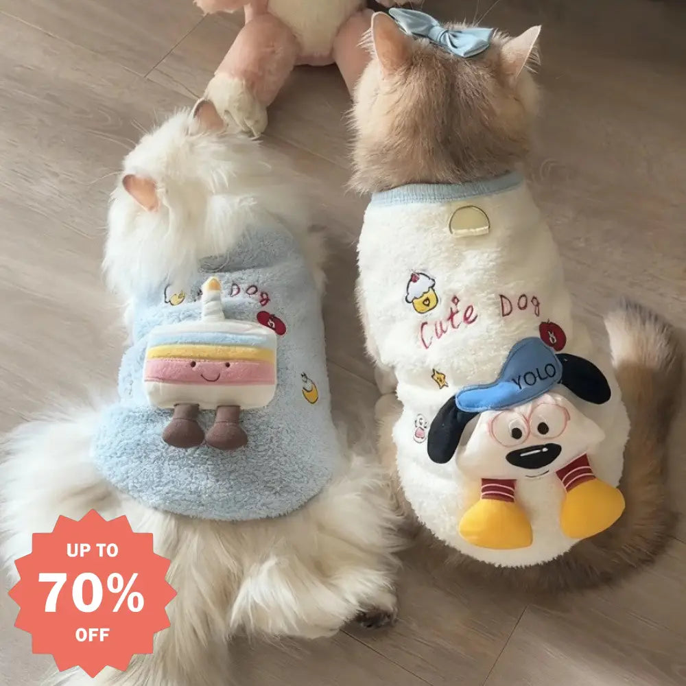 犬服 秋冬 フリース かわいい ケーキキャラクター フリースジャケット テディベア ネコ 小型犬 ペット服 ID3331